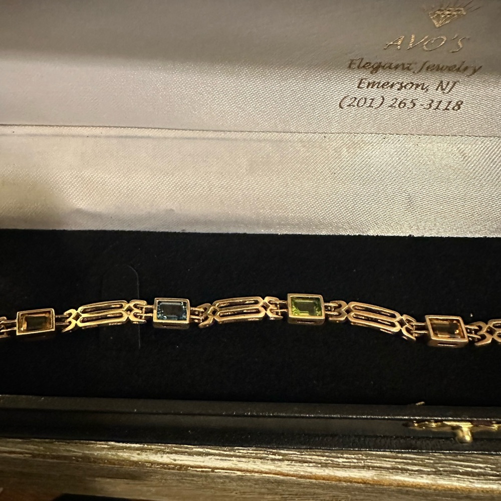 14k Gold with Multicolor Gemstones Bracelet